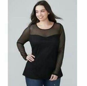 Lane Bryant Black Mesh Top Sz 18/20